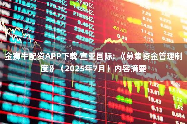 金狮牛配资APP下载 宣亚国际: 《募集资金管理制度》（2025年7月）内容摘要