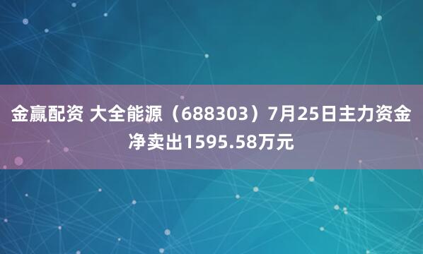 金赢配资 大全能源（688303）7月25日主力资金净卖出1595.58万元